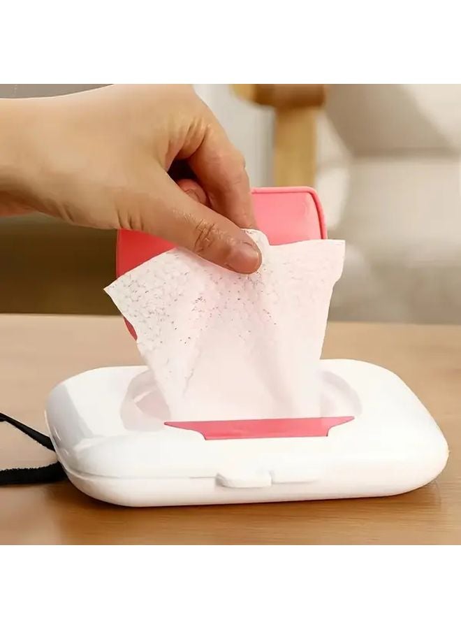 Portable Wet Wipe Dispenser Box Rose Color Hygienic One Touch Lid Travel Home Office - Image 2
